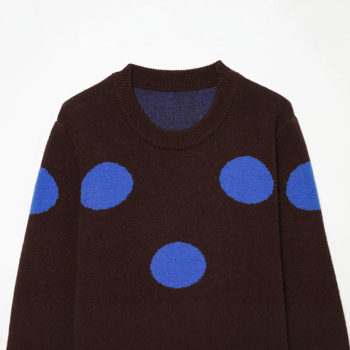 Polka dot long sleeved round neck sweater for women
