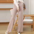 Women's Knitted Elastic Waist Casual Wide Leg Straight Pants