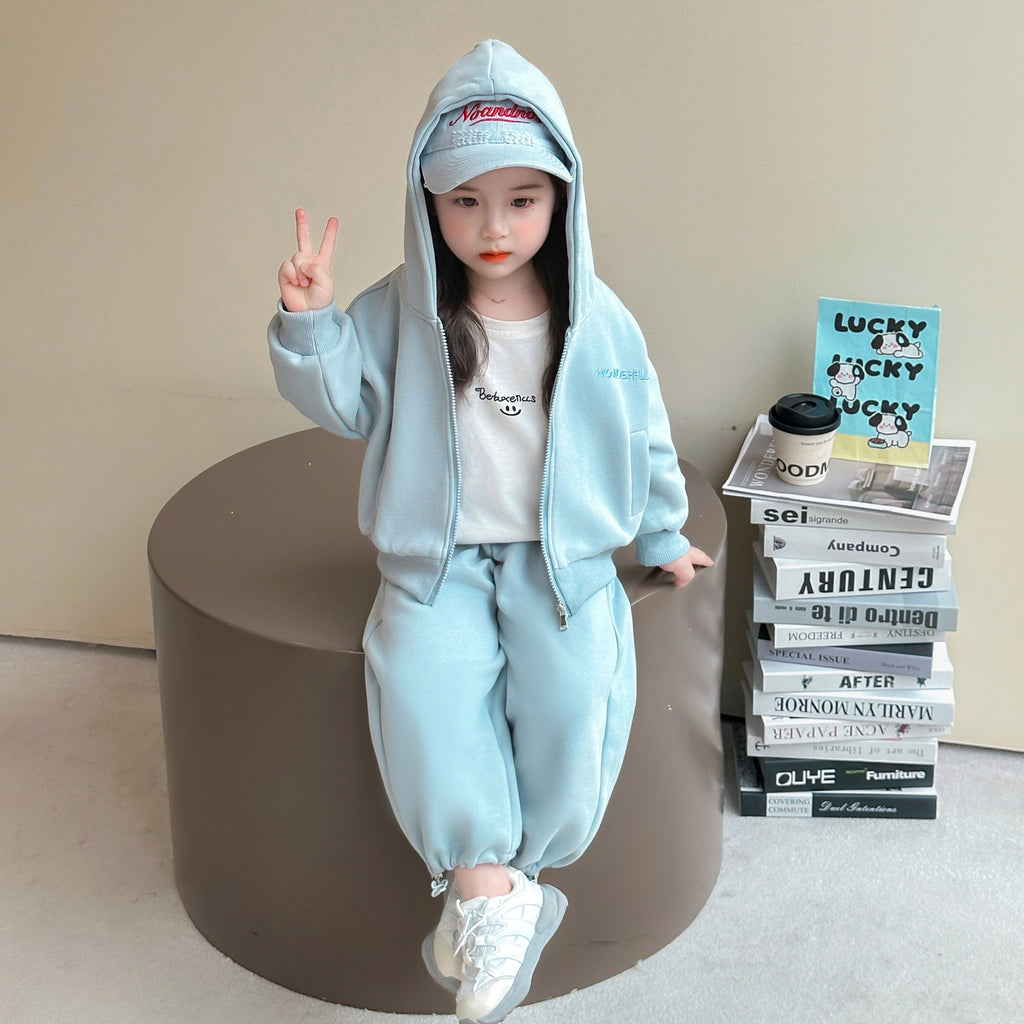 Kids Two-Piece Set Autumn Sport Style Girls Boys Cardigan Outfit