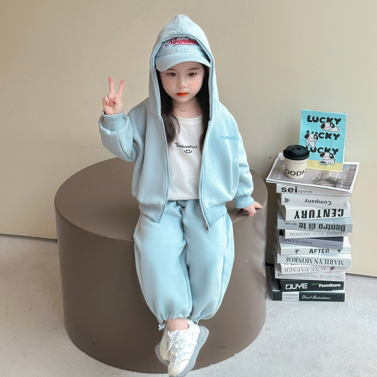 Kids Two-Piece Set Autumn Sport Style Girls Boys Cardigan Outfit