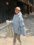 Long Sleeve Hooded Loose Cropped Puffer Jacket for Women